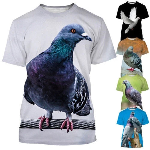 Pigeon Animal Bird Harajuku 3D womens/mens Short Sleeve T-Shirt Casual Tops Tee