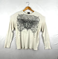 MMA Elite Shirt Mens XXL Off White Thermal Vintage Y2K Goth Grunge Cross Wings