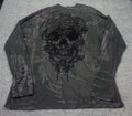 Affliction Thermal Shirt Men XL Gray  Long Sleeve Skull Snake Distressed