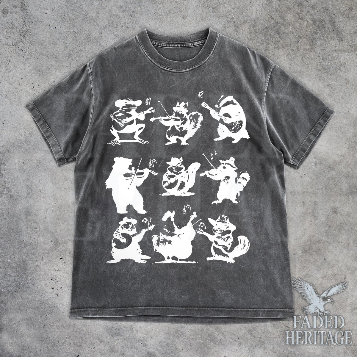 Animal Musicians 90s Tattoo T-Shirt, Retro Bear Guitar Tee, Cute Frog T-Shirt