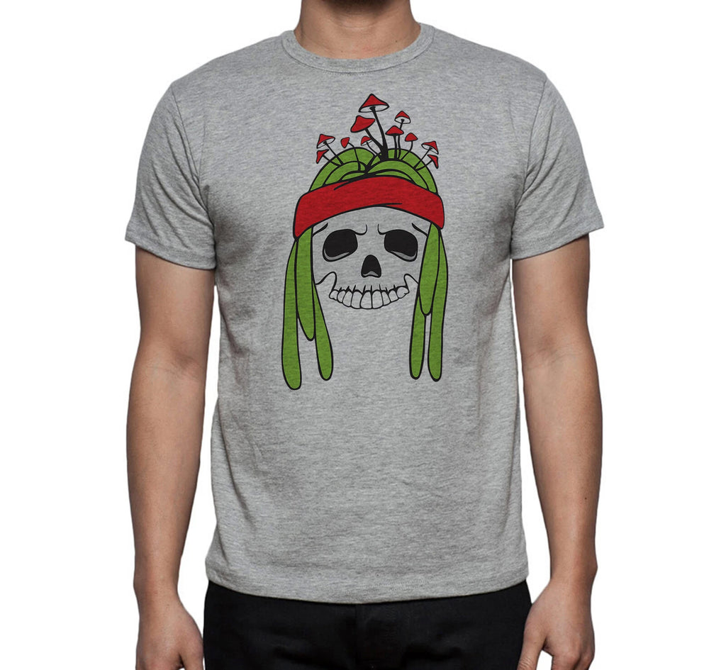 Shroom Head Hippie Psychedelic Trendy Printed Cotton Grey Men's T-shirt Top Tee