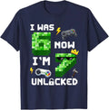 7th Birthday I was 6 Now Im 7 Unlocked 67 Boys Kids Unisex T-Shirt