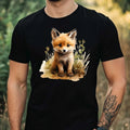 Mens Fox Print Cotton T Shirt Size XS to 5XL