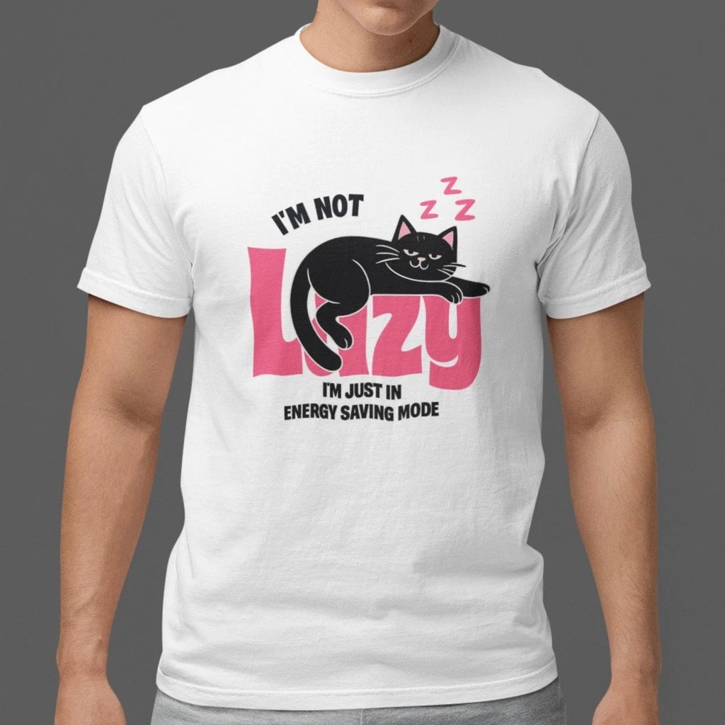 Im Not Lazy Cat T Shirt Funny Energy Saving Mode Graphic Cute Cat Lover Tee