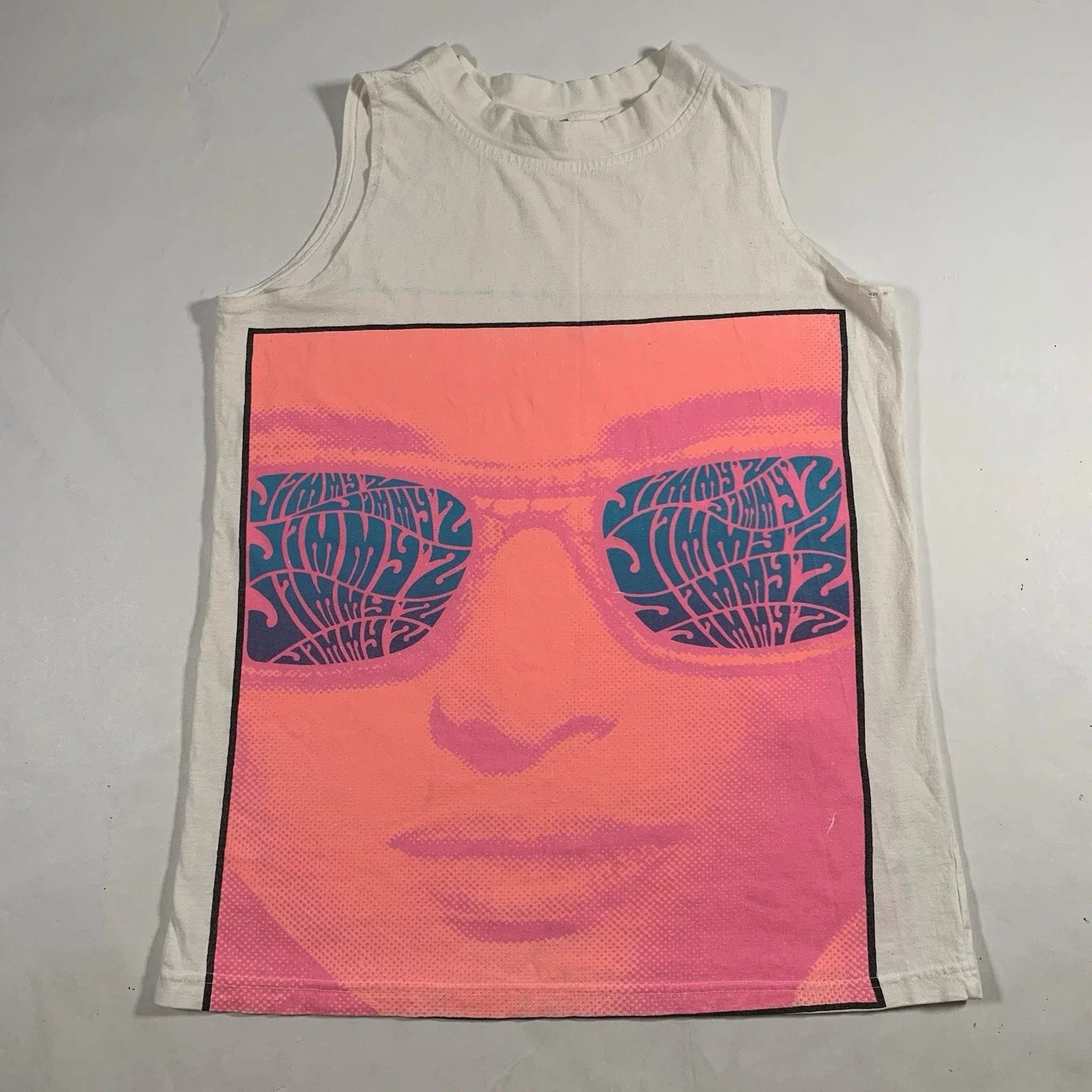 VTG Jimmy Z Sleeveless T-Shirt S/M Victor Moscoso-Esque Neon Pop Art *Read*