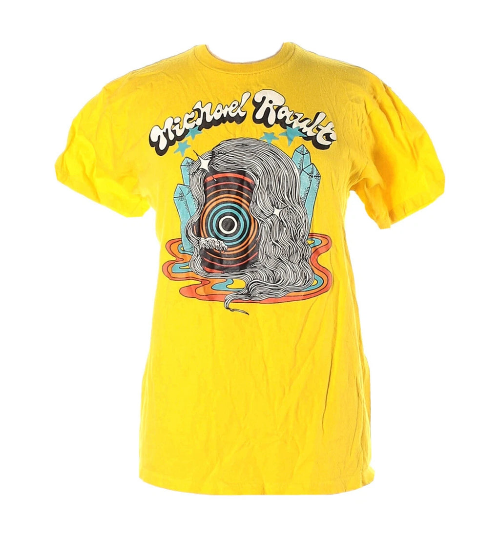 Rare Psychadelic Hippie Crystals & Stars Michael Rault Yellow Graphic Band Tee