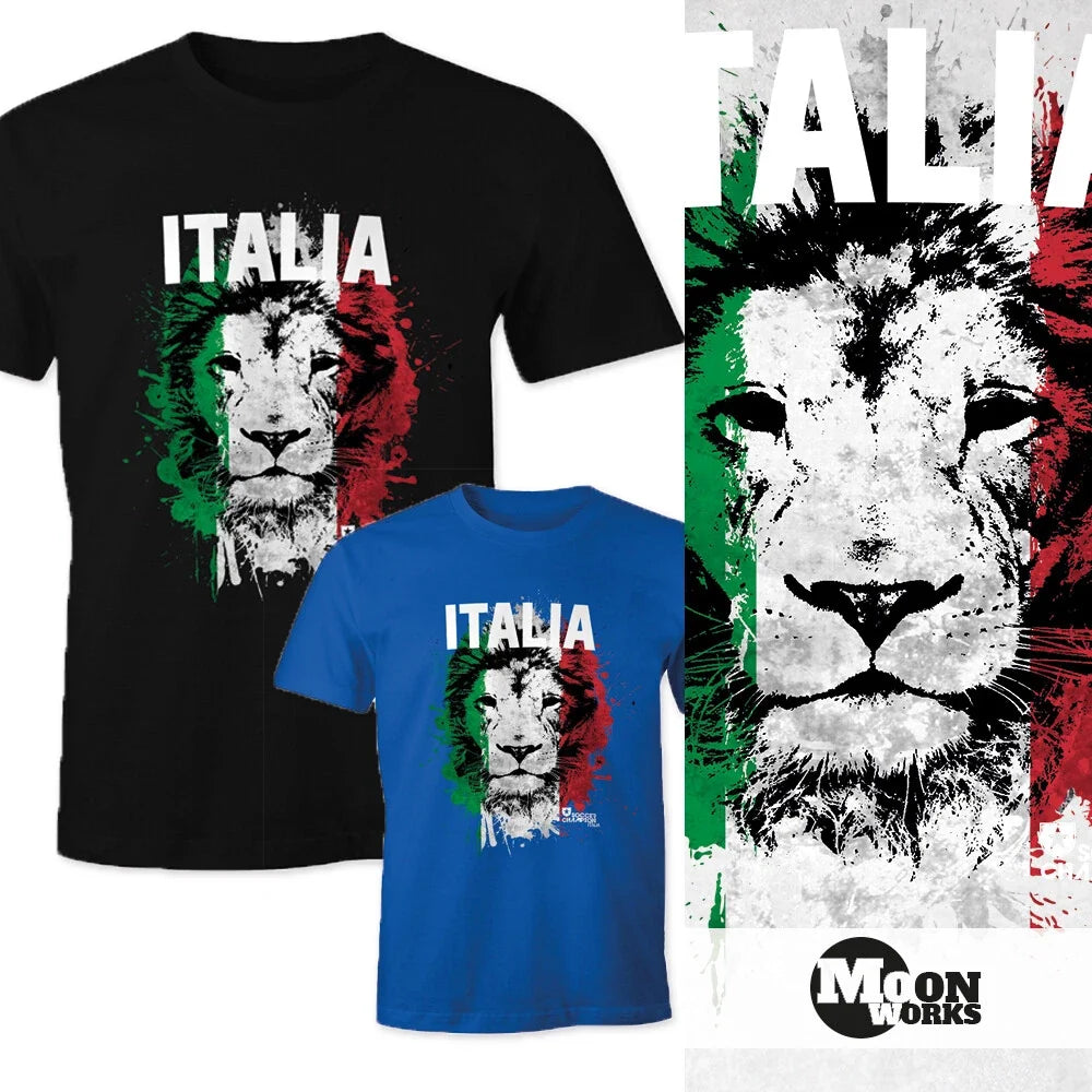 Men's T-Shirt Fan Shirt Italy Football European Cup Lion Flag Italy Lion MoonWorks®