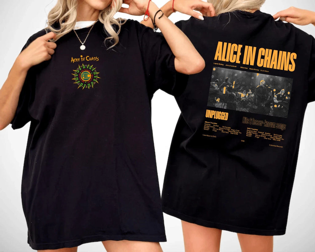 Vintage 90s Alice in Chains Shirt Grunge Rock Unplugged Concert Graphic