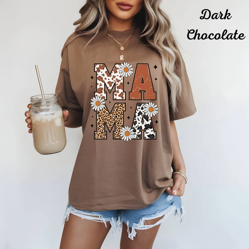 Leopard Mama Shirt Daisy Floral Mom Tee Retro Mother's Day Gift Mama T-Shirt