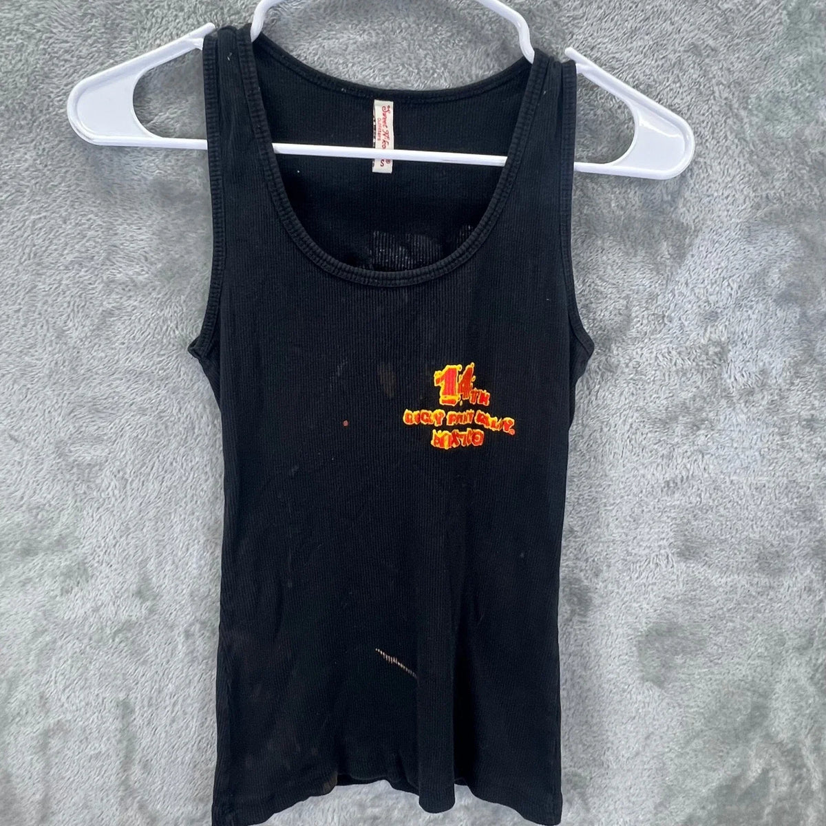 Y2K Grunge Moto Black 14th Rocky Point Rally Mexico Biker Ribbed Tank S Biker
