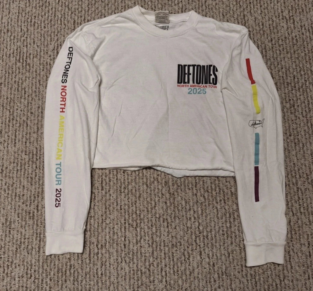 2025 DEFTONES L SHIRT Band Tour Nu Metal Punk Rock Tour White Long Sleeve CUT M