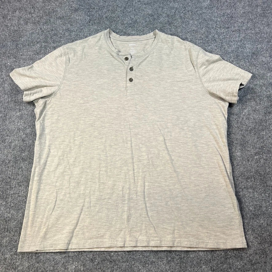 Sonoma Mens XXL Henley Tee Gray Soft Knit Minimalist Normcore Dadcore Casual