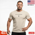 Blessed Christian T-Shirt Cross Minimalist Faith Tee Black Shirt reprint sale !!