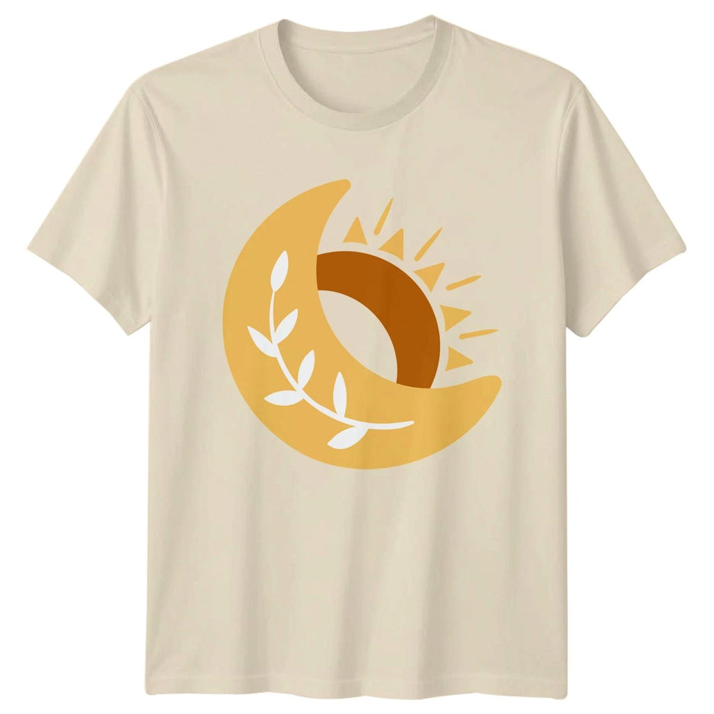 Boho Celestial Sun Moon T-Shirt Nature Inspired Botanical Art Birthday Gift