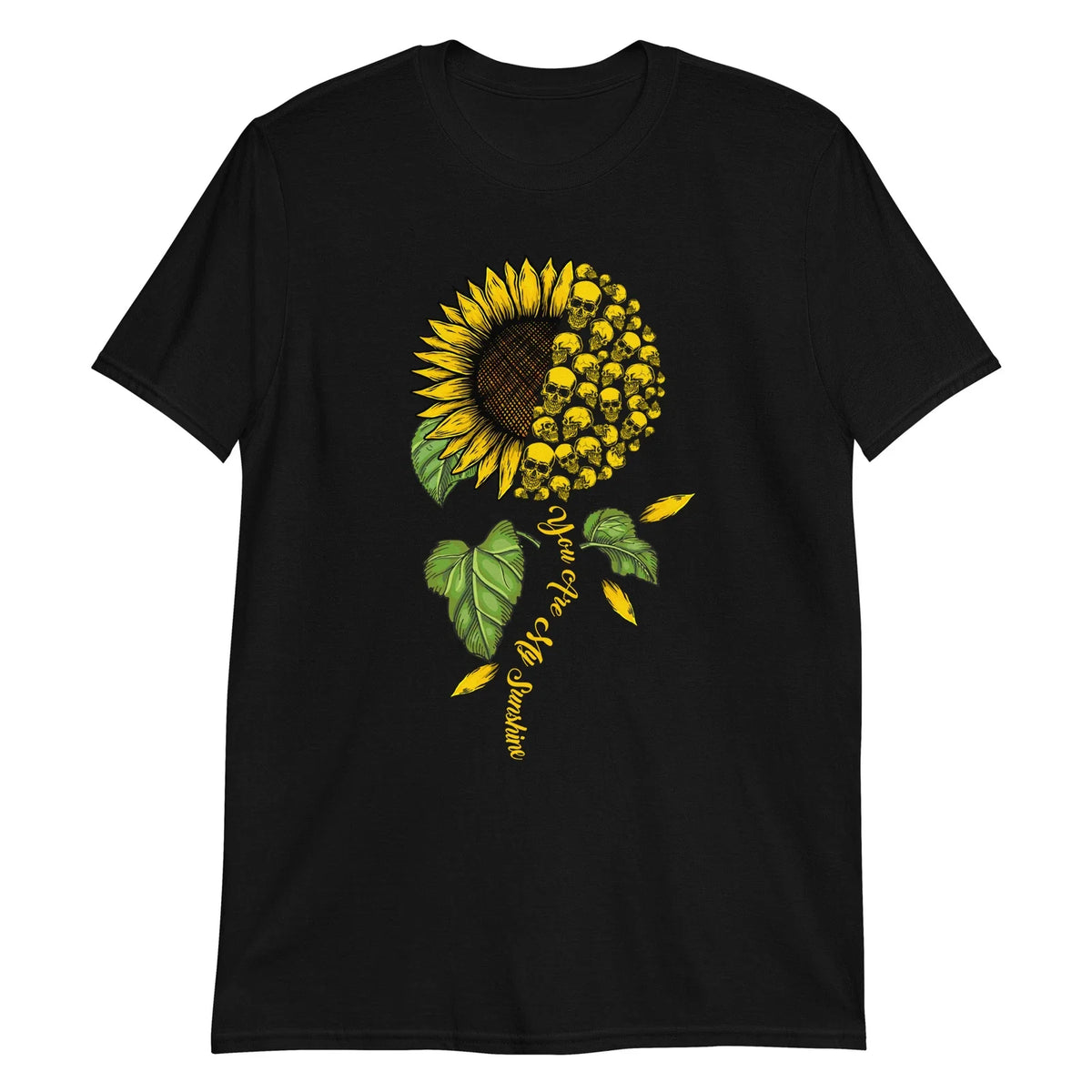 Gothic Sunflower Skull Unisex T-Shirt, Rock, Metal, Horror, Death, Grunge, Biker