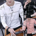 Mens Crewneck Printed T-Shirt Shirt Pullover Long Sleeve Slim Muscle Tops