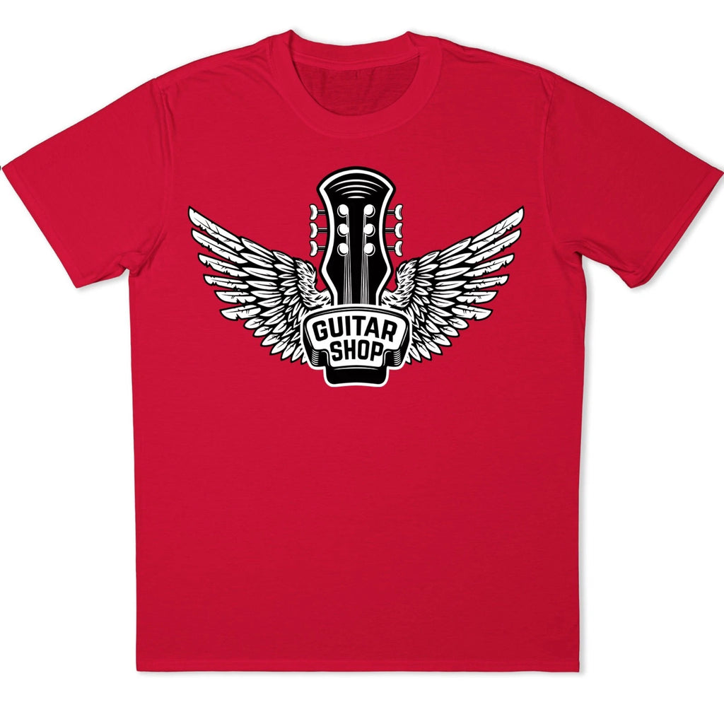 Winged Guitar Graphic T-Shirt Rock Band Music Tee Vintage Player Biker Gift