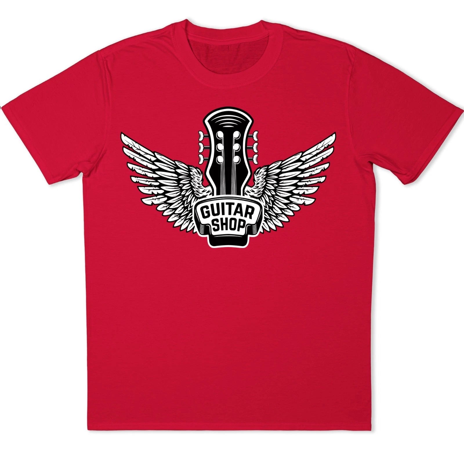 Winged Guitar Graphic T-Shirt Rock Band Music Tee Vintage Player Biker Gift