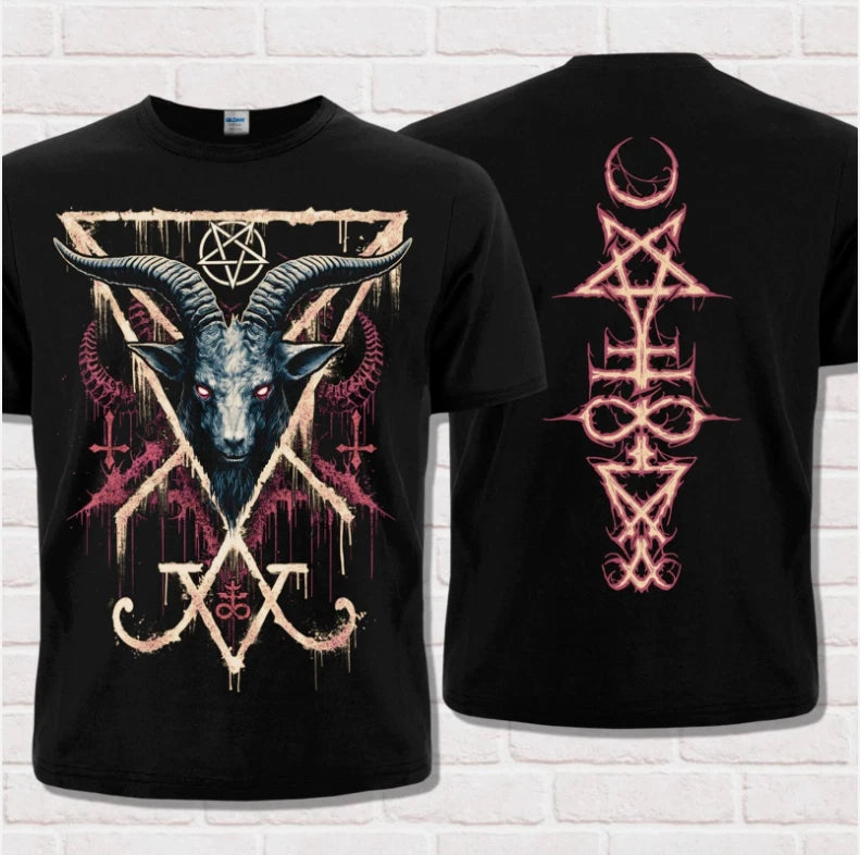 Satan style T-Shirt. Occult symbolism. Devil, Baphomet, Lilith, 666, Demon