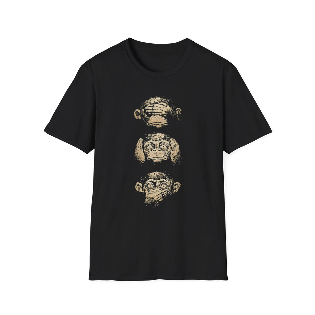 Monkey See No Evil Hear No Evil Speak No Evil Softstyle T-Shirt, Cute Monkey Tee