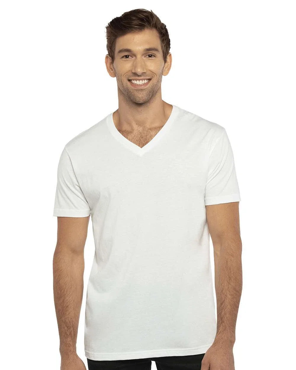 Next Level Men's V-Neck Cotton Tee Short Sleeve Plain Basic T-Shirt 3200