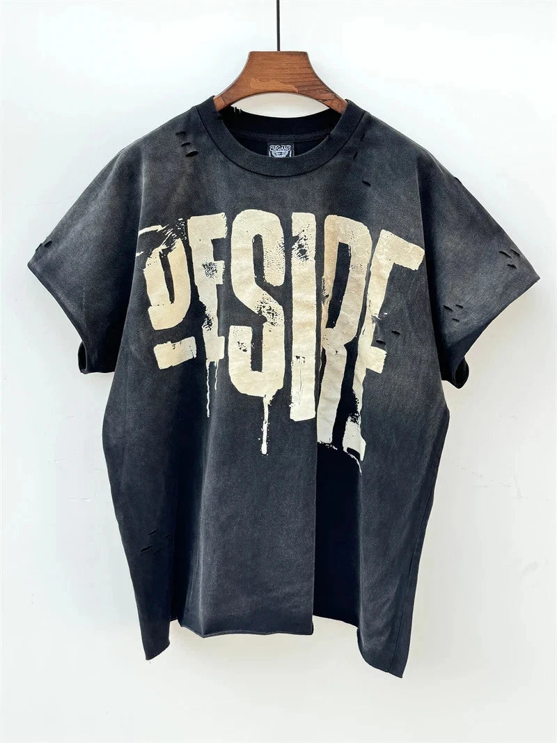 Desire Fxck My Life Punk Rock Distressed Washed Black Cotton T Shirt