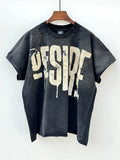 Desire Fxck My Life Punk Rock Distressed Washed Black Cotton T Shirt