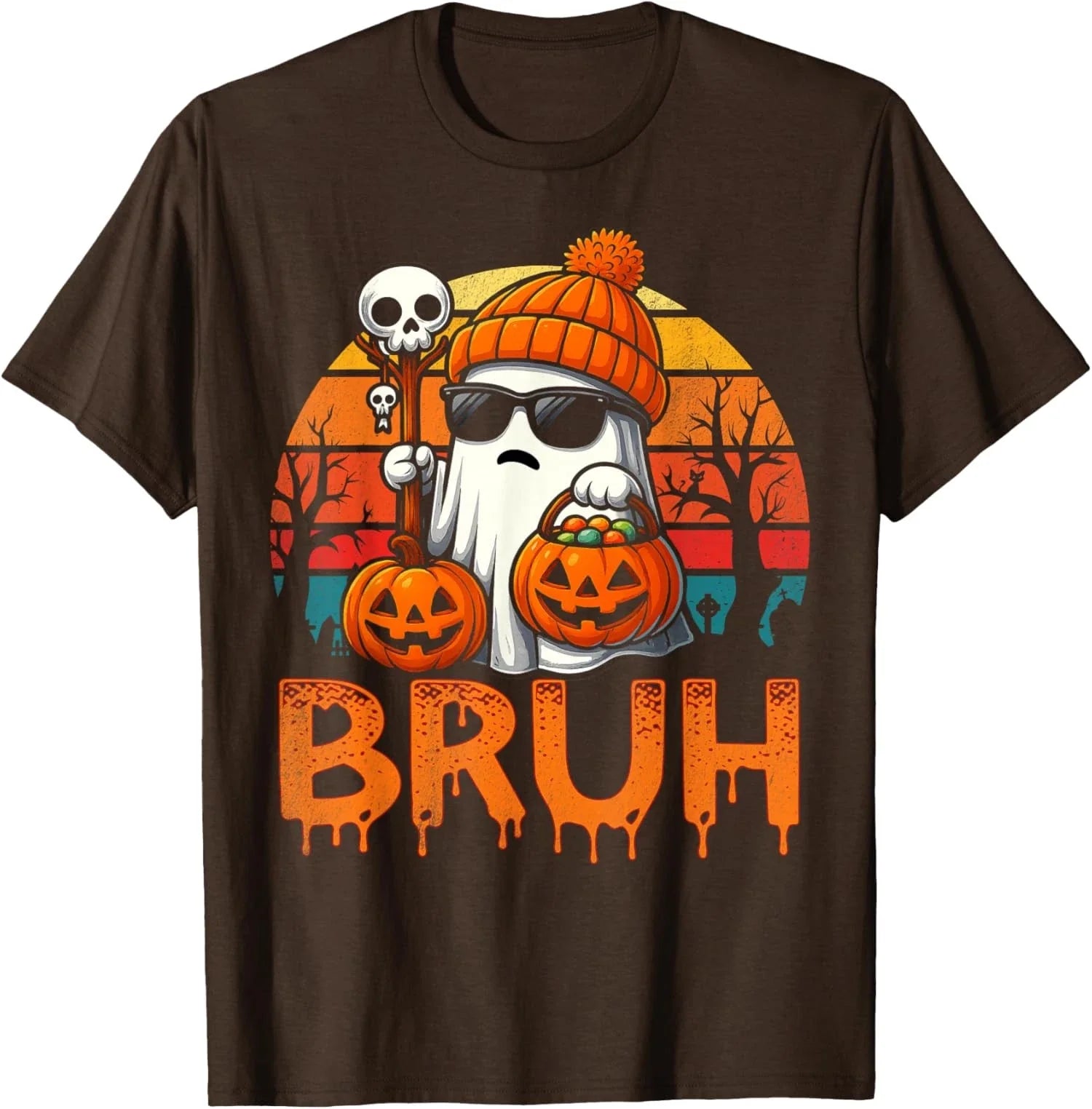 Bruh Ghost Halloween Cute Ghost Trick Or Treat Fun Unisex T-Shirt