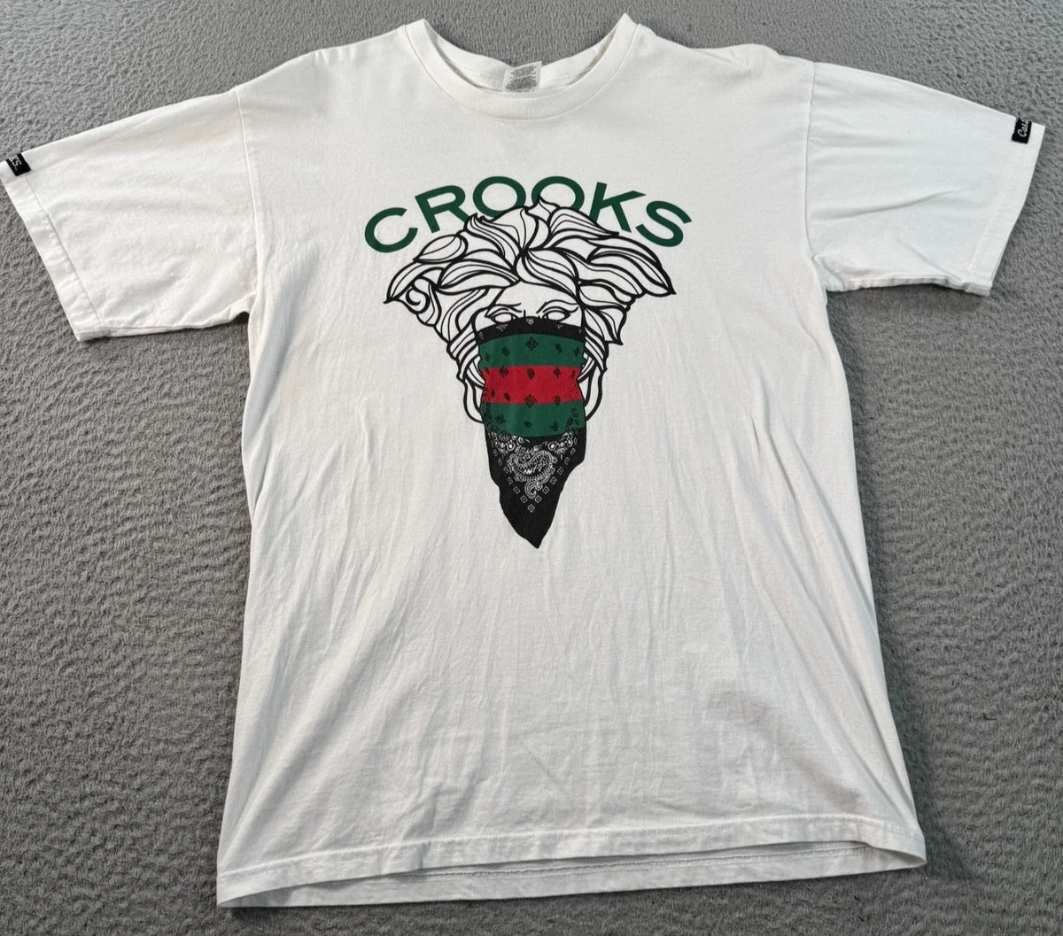 Crooks & Castles Shirt Men Medium White Medusa Big Face Graphic Tee Streetwear