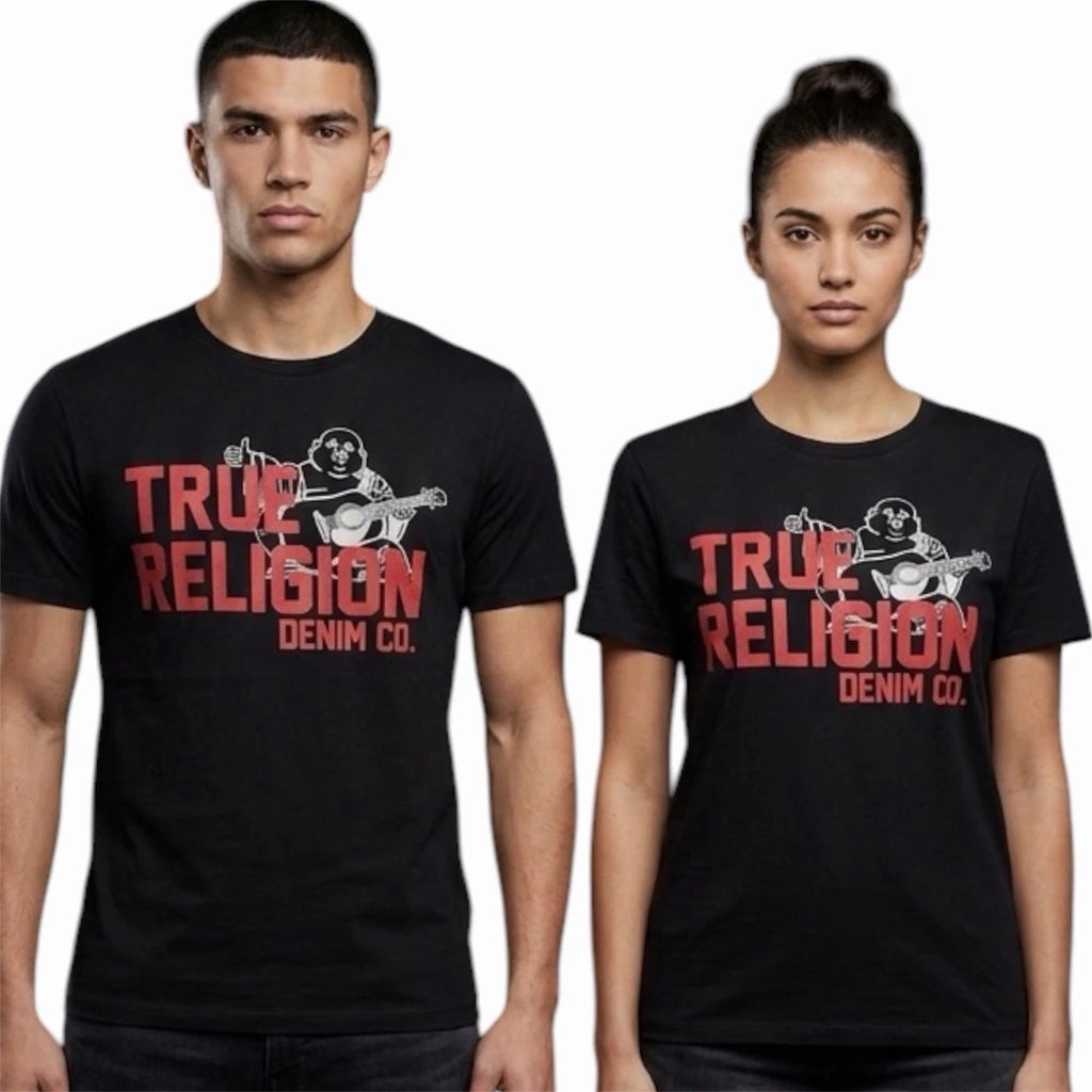 $69 TRUE RELIGION Black BUDDHA APPROVED Short Sleeve Designer Graphic T-shirt