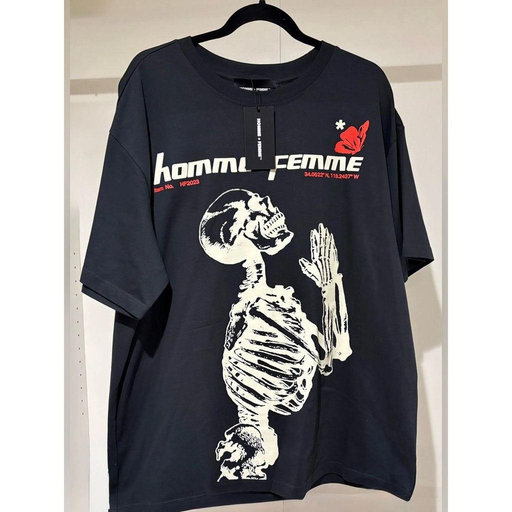 Homme Femme Skeleton Graphic T-Shirt XXL Black NWT Streetwear Designer Tee
