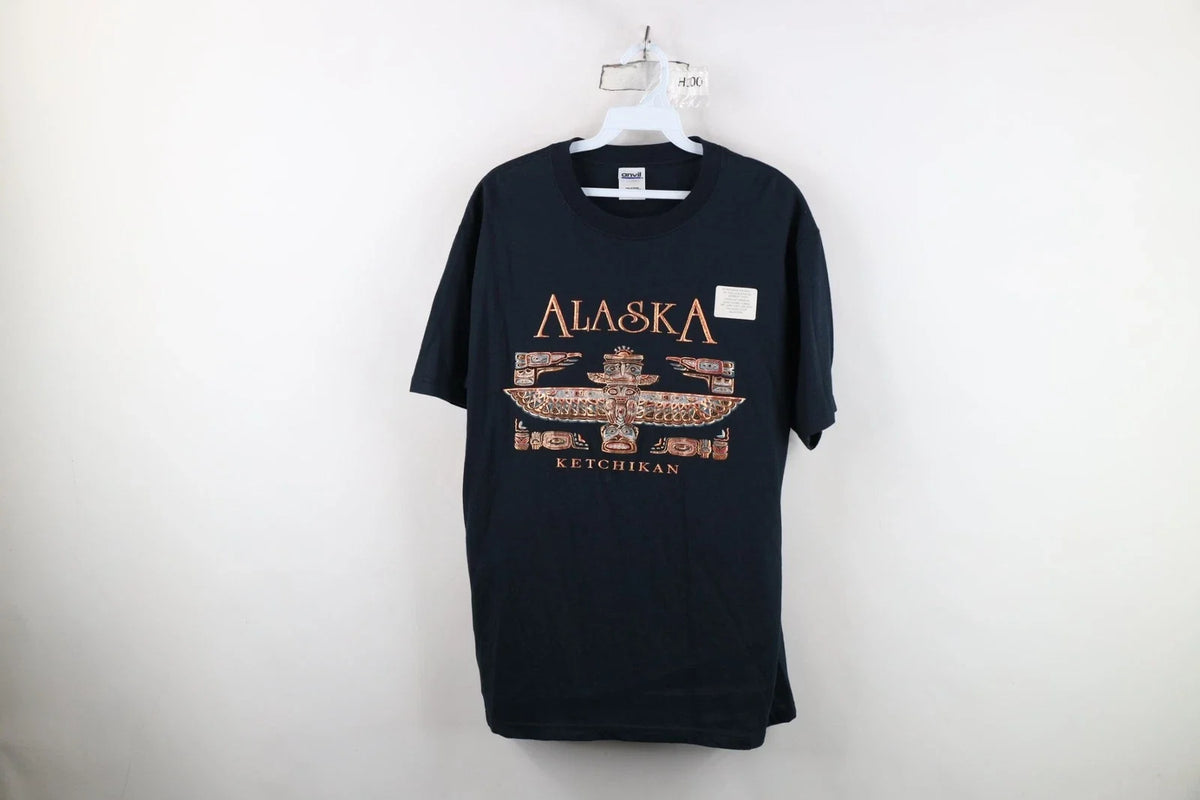 Deadstock Vintage Y2K Streetwear Mens Medium Spell Out Alaska Ketchikan T-Shirt