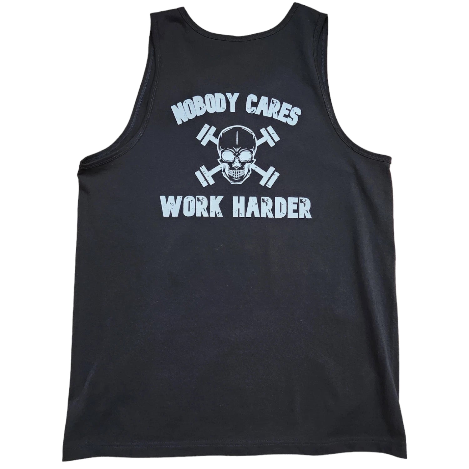 Men's Gym black Tank Top skull design muscle shirt back print