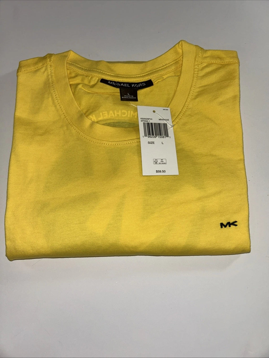 Michael Kors Meringue Yellow Black Logo Shirt - Size L - NEW!