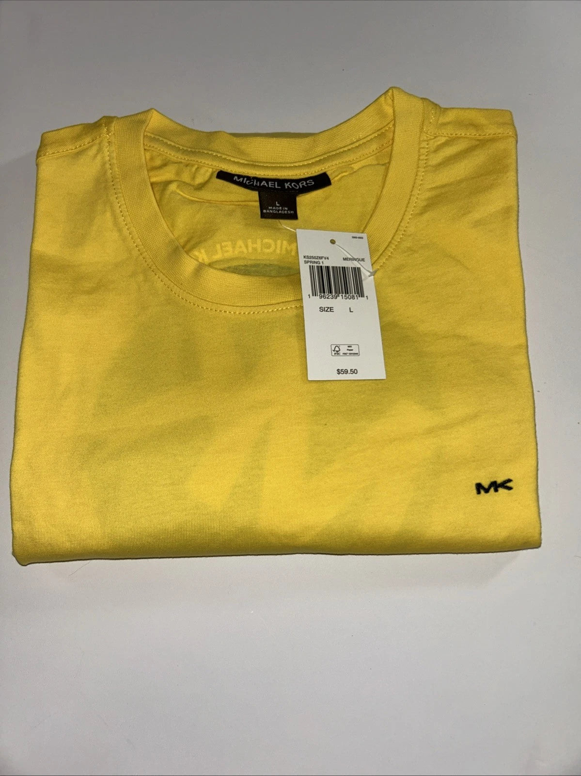 Michael Kors Meringue Yellow Black Logo Shirt - Size L - NEW!