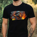 Mens Sloth as Firefighter Motif Cotton T-Shirt Size XS to 5XL