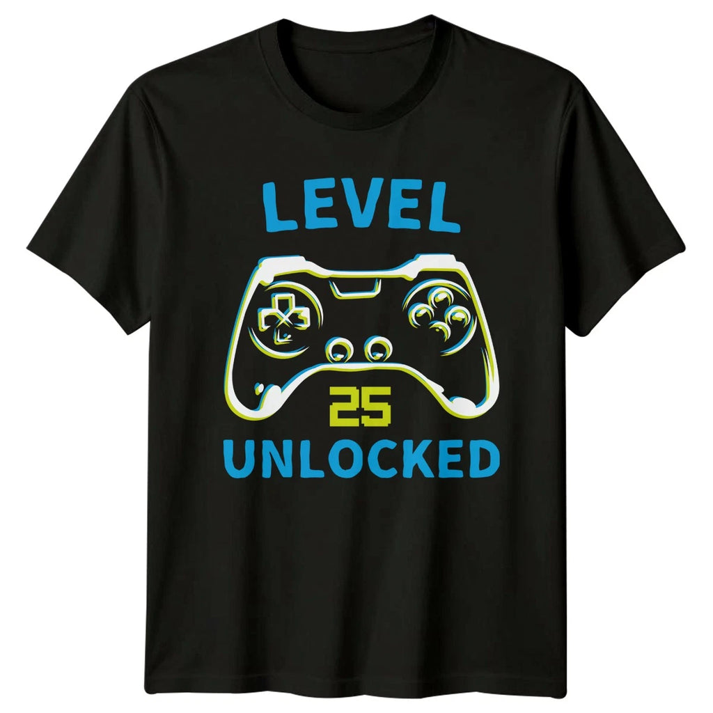Level 25 Unlocked T-Shirt Birthday Gaming 25th Birthday