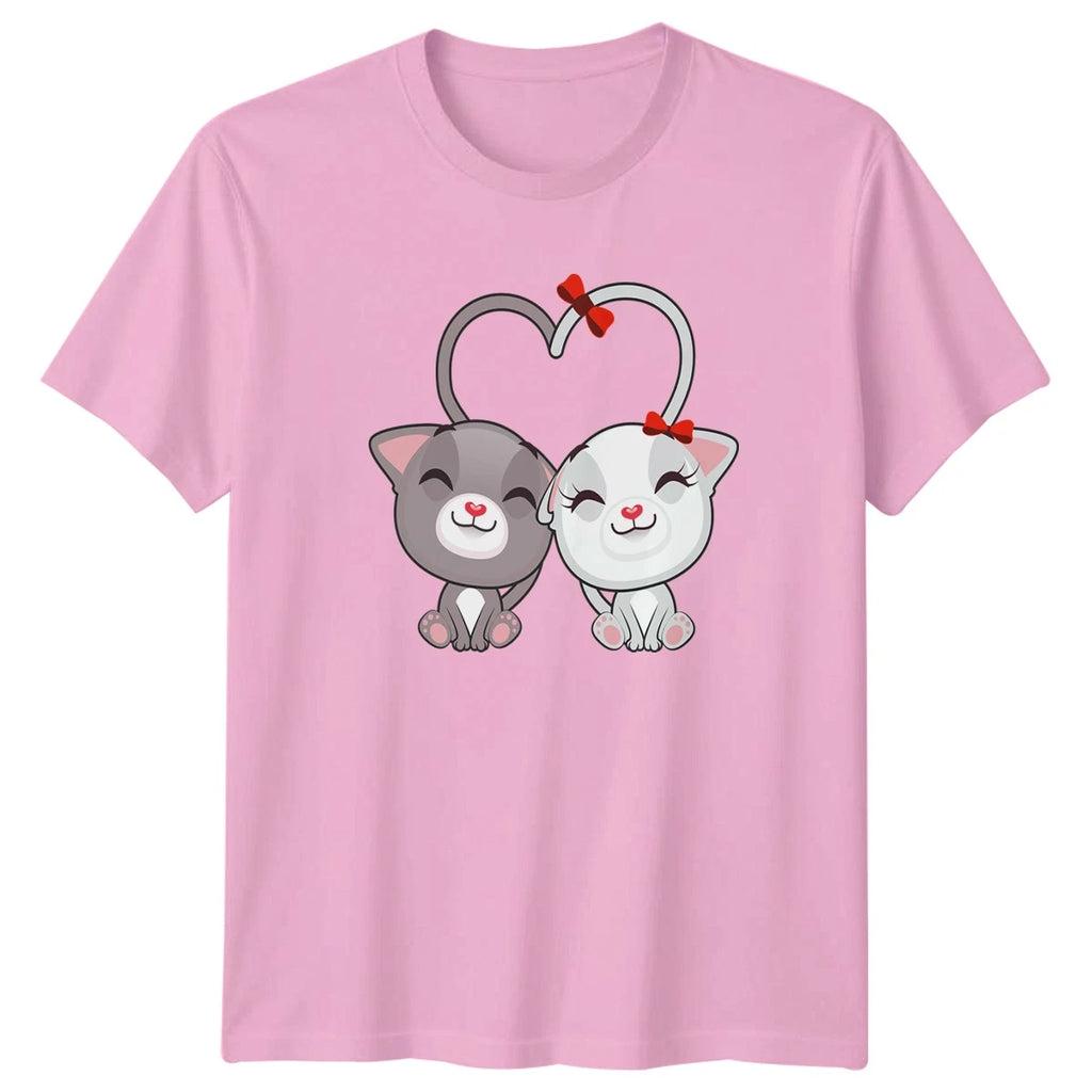 Two Cute Cats Making A Heart T-Shirt Cat Lover Couple Valentines Day Gift