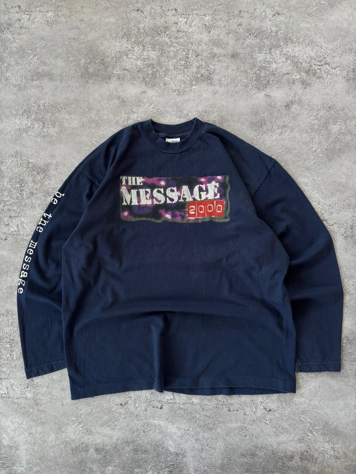 Vintage The Message 2000 Long Sleeve Shirt XL Y2K Grunge Faded Streetwear