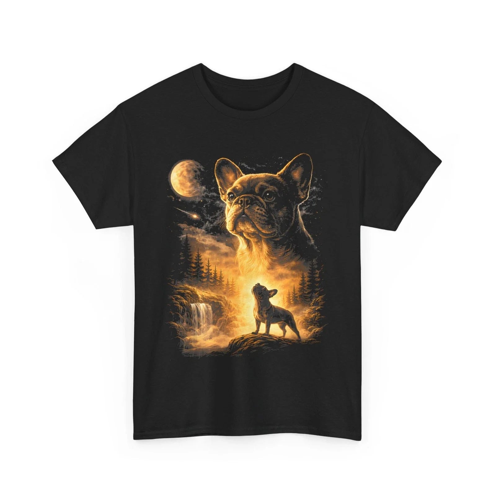 French Bulldog Howling to The Moon Meme 90s Animal Graphic T-Shirt
