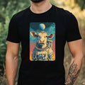 Mens Cow as Astronaut Motif Cotton T-Shirt Size XS to 5XL