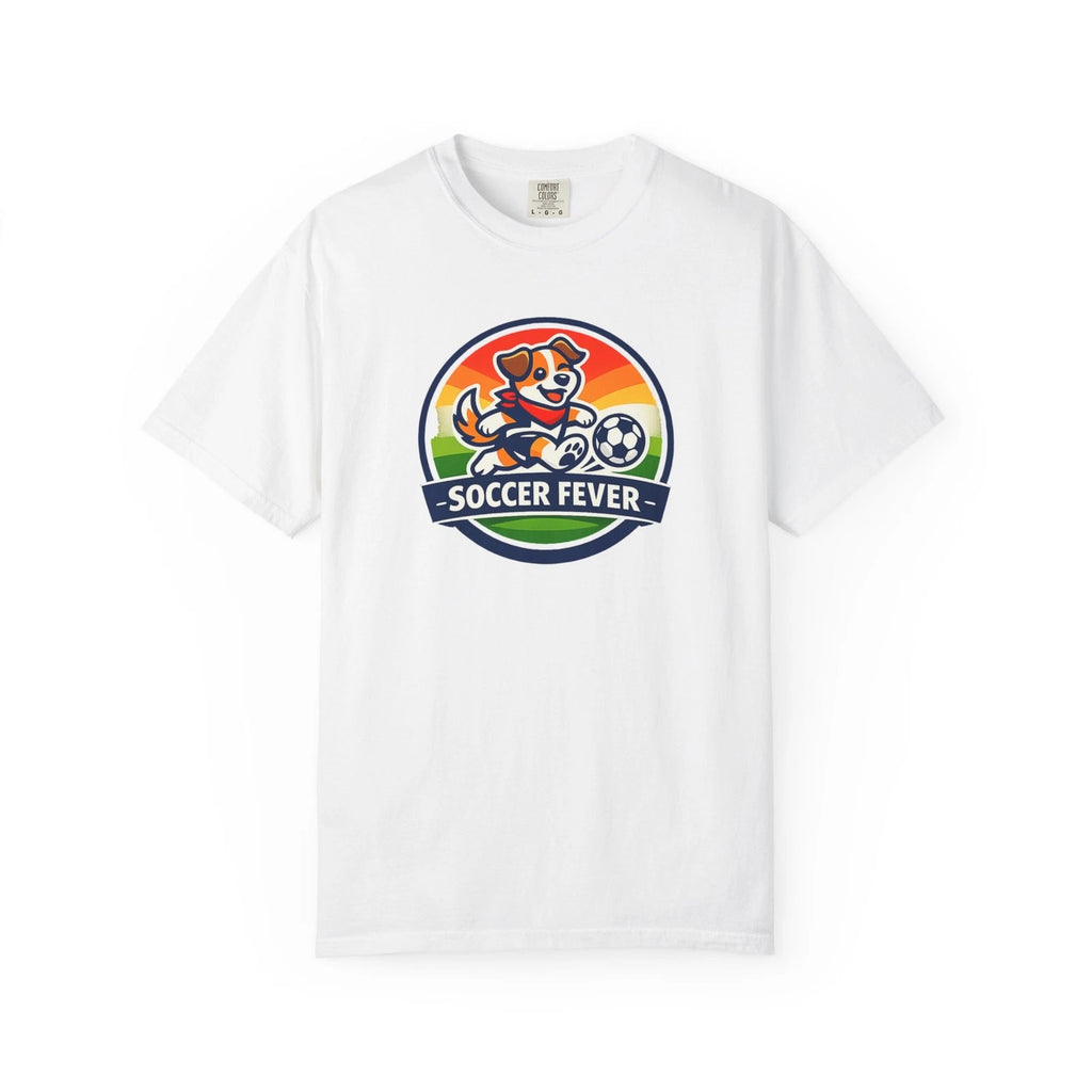 Soccer Fever Puppy T-shirt | Cute Dog Soccer Graphic Tee