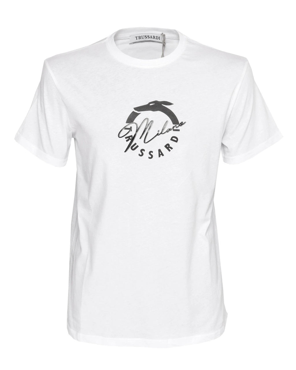 NWT TRUSSARDI Milano T-SHIRT crewneck cotton white luxury Italy M