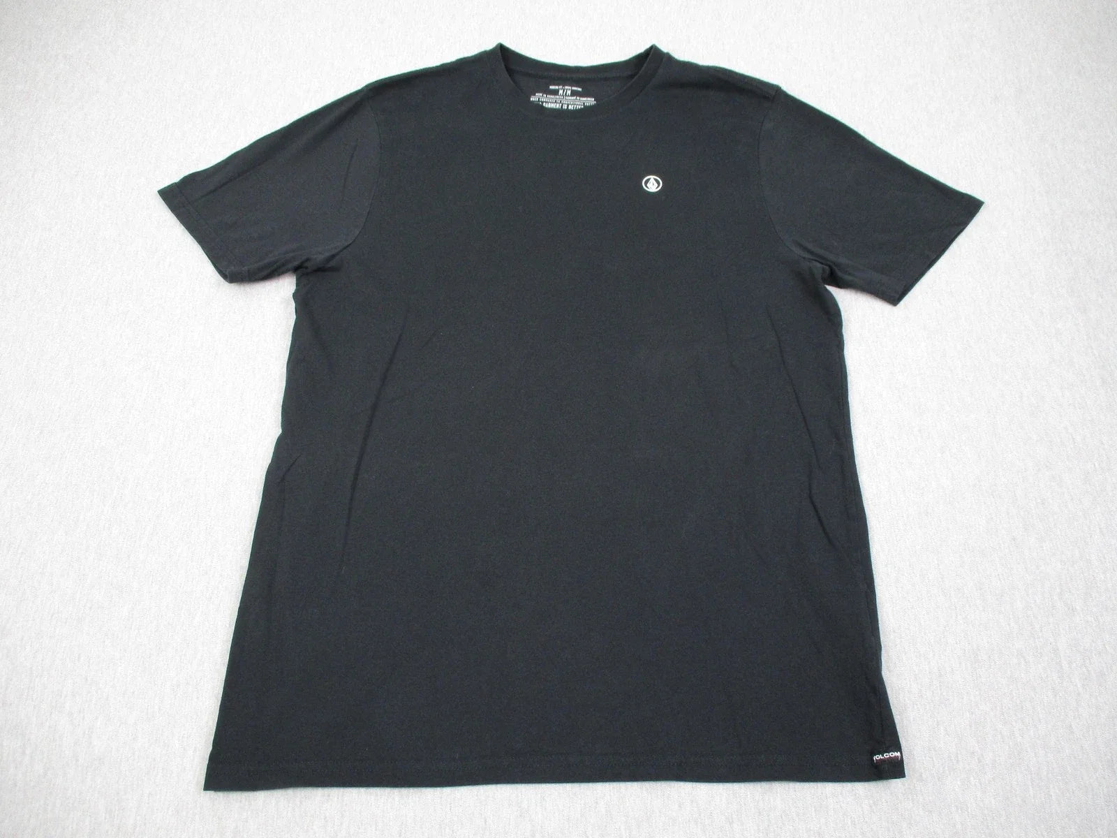 Volcom Shirt Mens Medium Black Modern Fit Organic Cotton Logo Tee Tagless