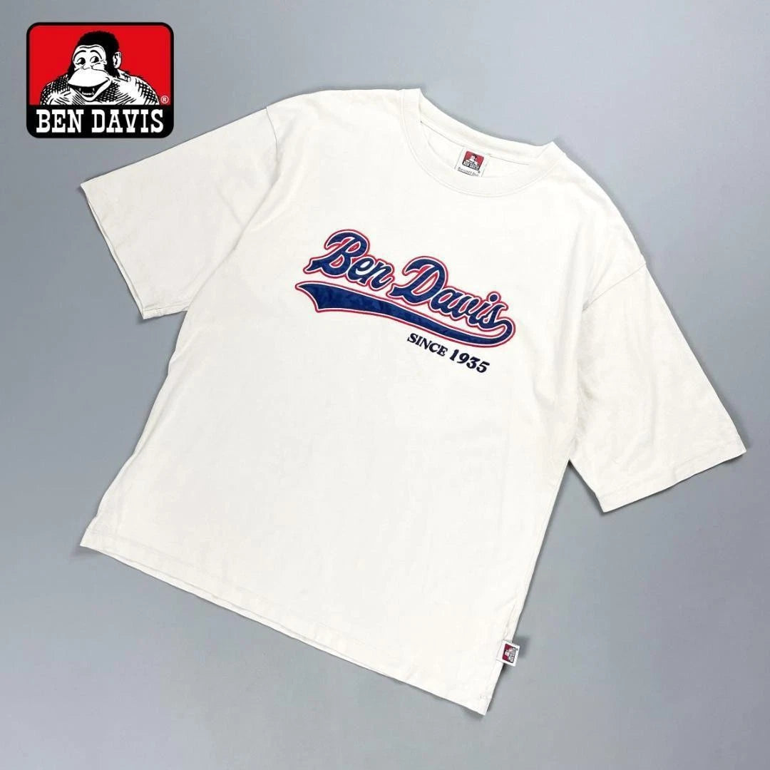 Ben Davis Oversized Logo T-Shirt Beige L Casual Top Japan