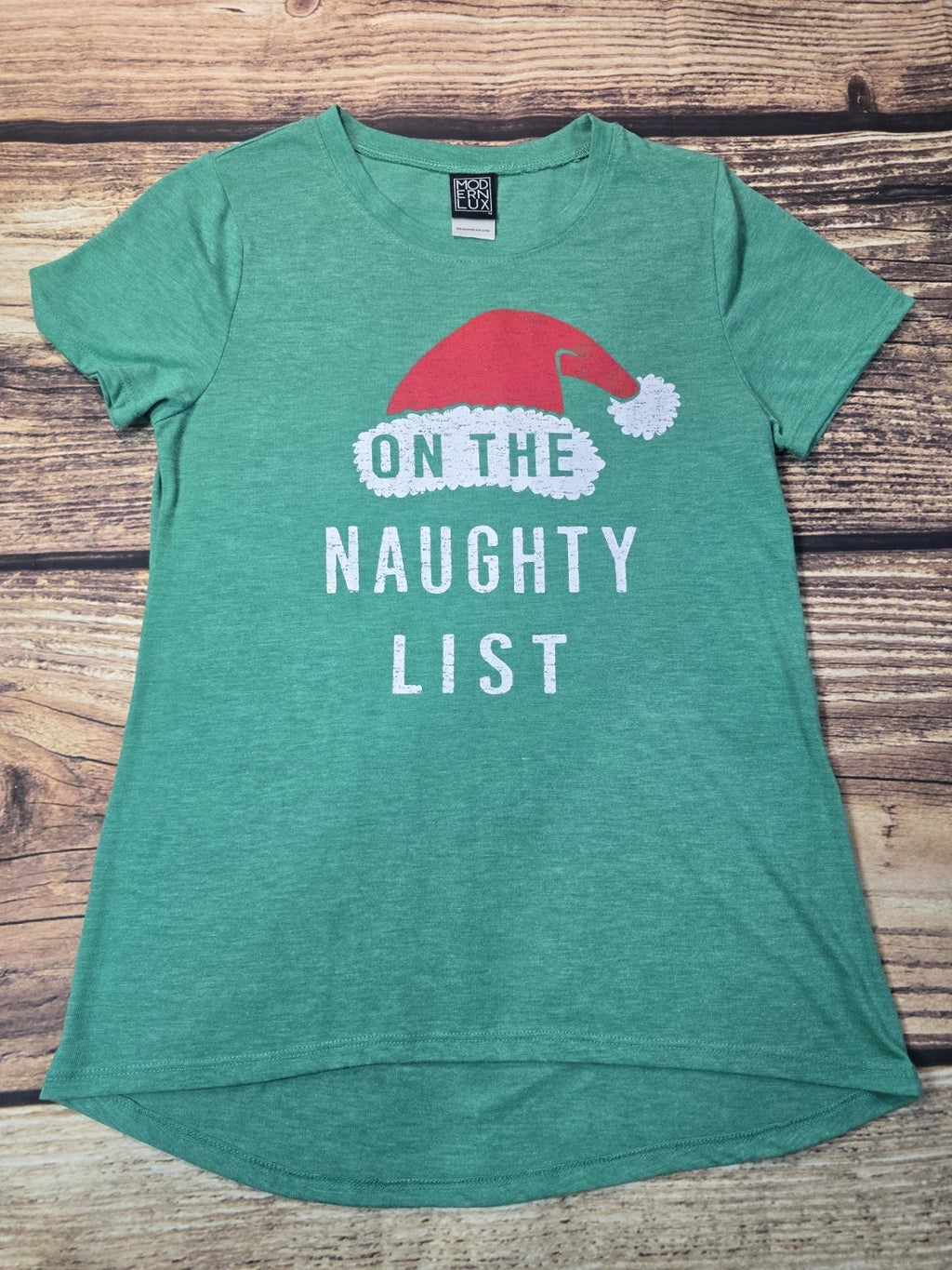 Modern Lux On The Naughty List Medium Women's T-Shirt Green Pre-owned
