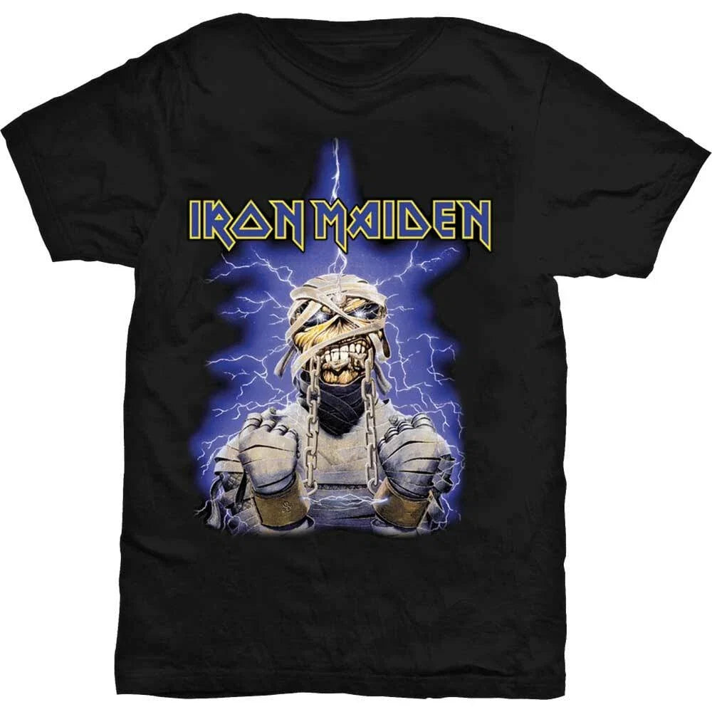 Official Iron Maiden T Shirt Powerslave Mummy Eddie Logo Black New S M L XL XXL