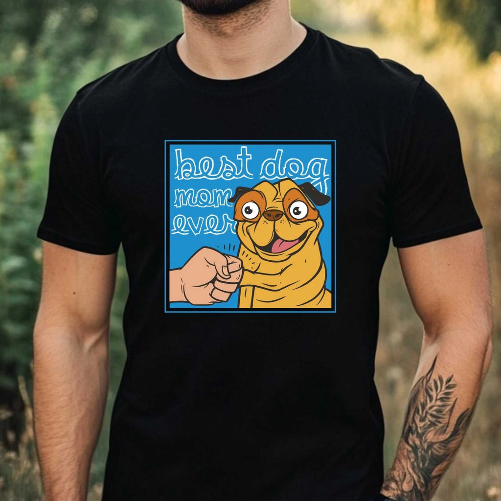 Mens Pug Dog Print Cotton T-Shirt Size XS to 5XL