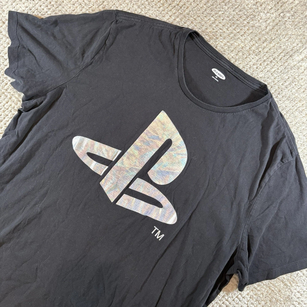 PlayStation Men’s XXL Holographic Logo Tee Shirt Old Navy 90’s Aesthetic