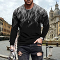 Mens Vintage Fashion Streetwear White Smoke Black T Shirt Long Sleeve Casual Tee